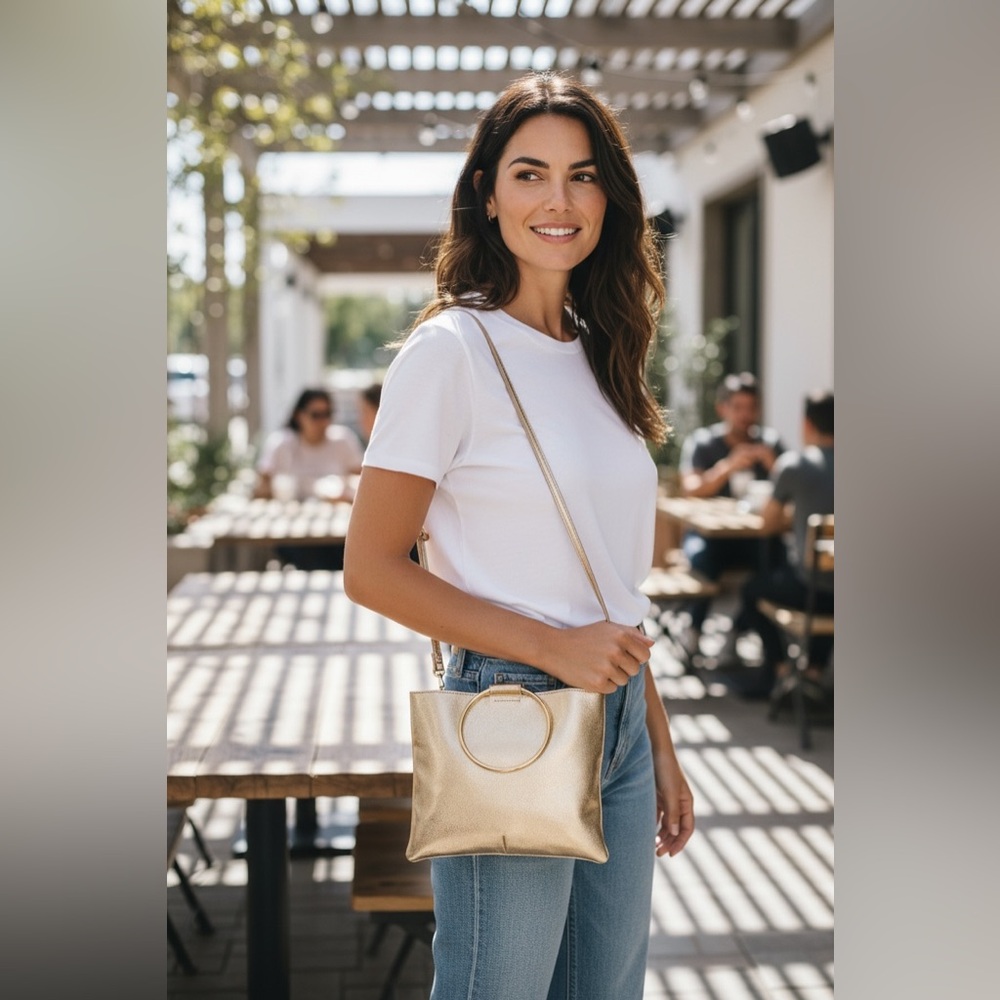 Thacker Le Pouch Gold Metallic Leather Bag